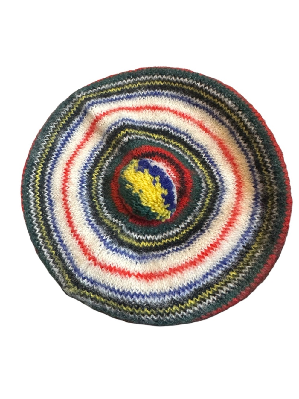 Vintage English Sports Shop Bermuda Wool Hat Scotland Multicolor Knit Pom Pom